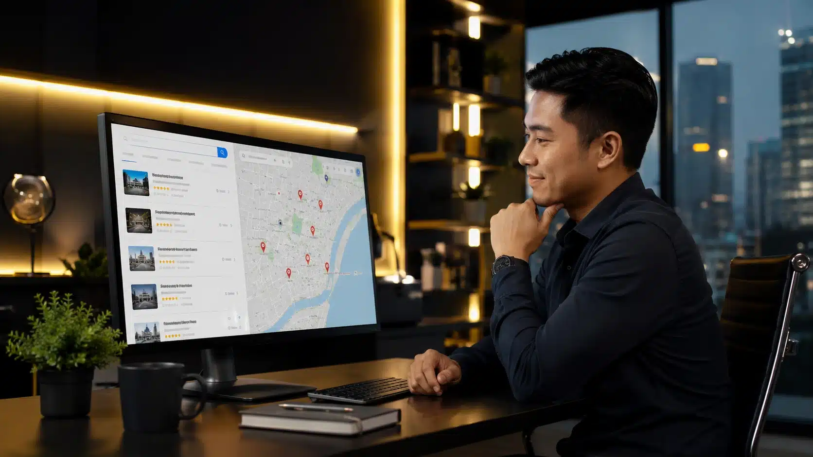 Local SEO services dashboard showing map rankings and business growth in the Philippines