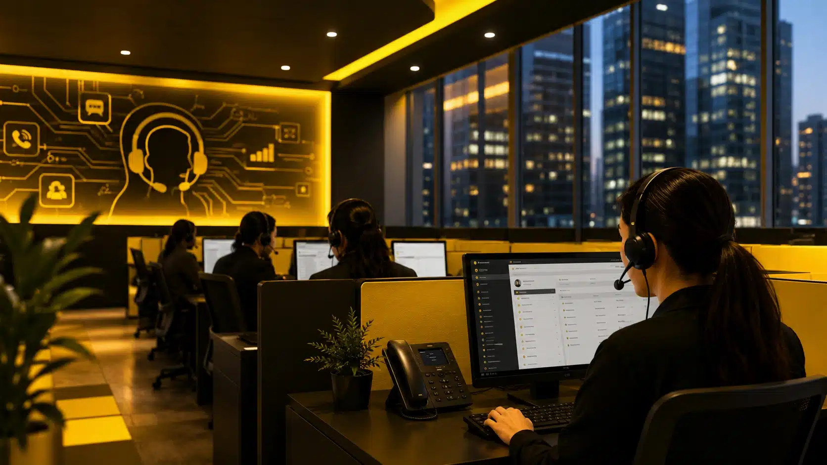 Call center setup services in BGC Taguig in a modern office at night